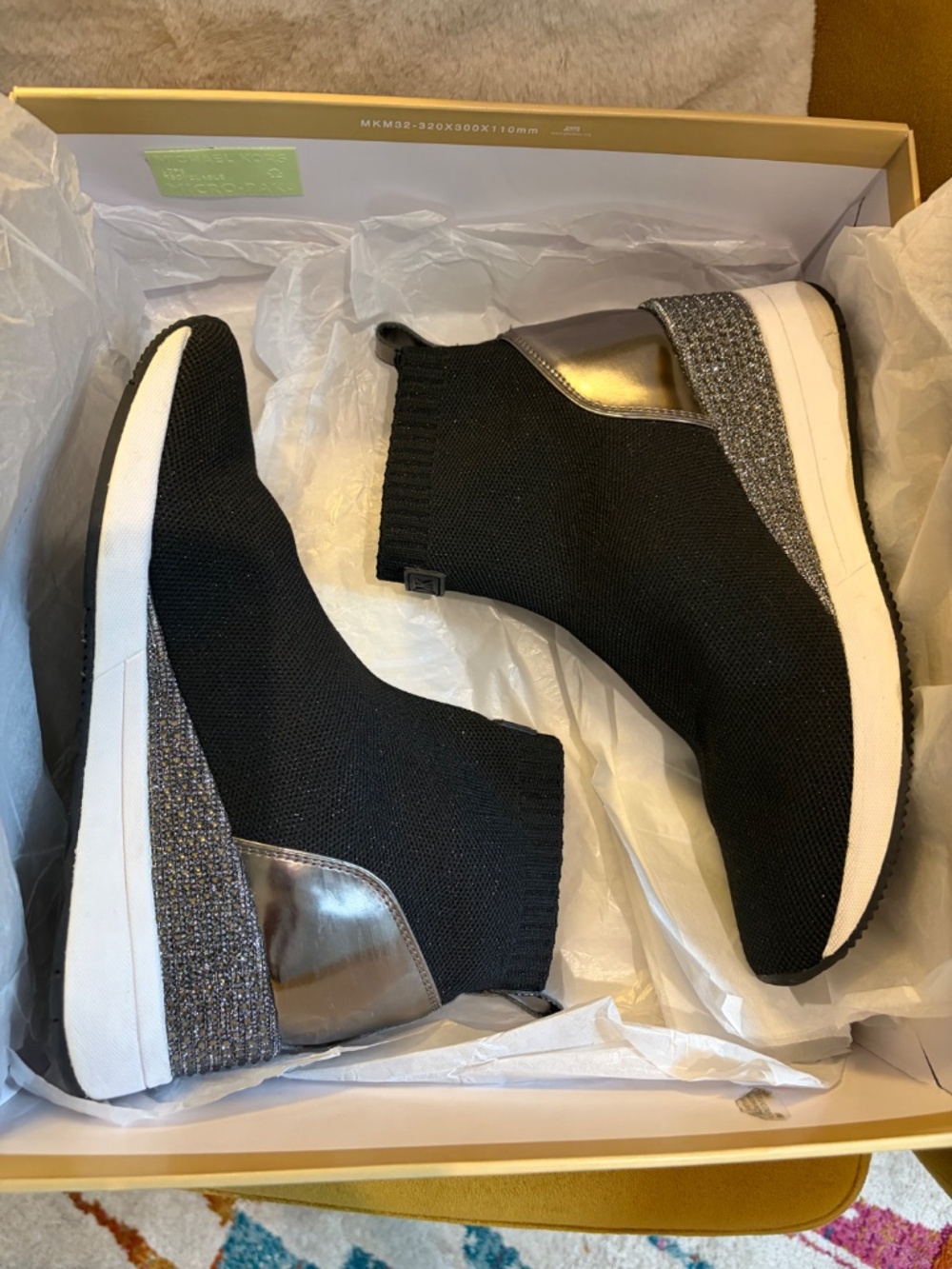 Michael Kors Skyler Bootie, Black/Gunmetal, Size 8